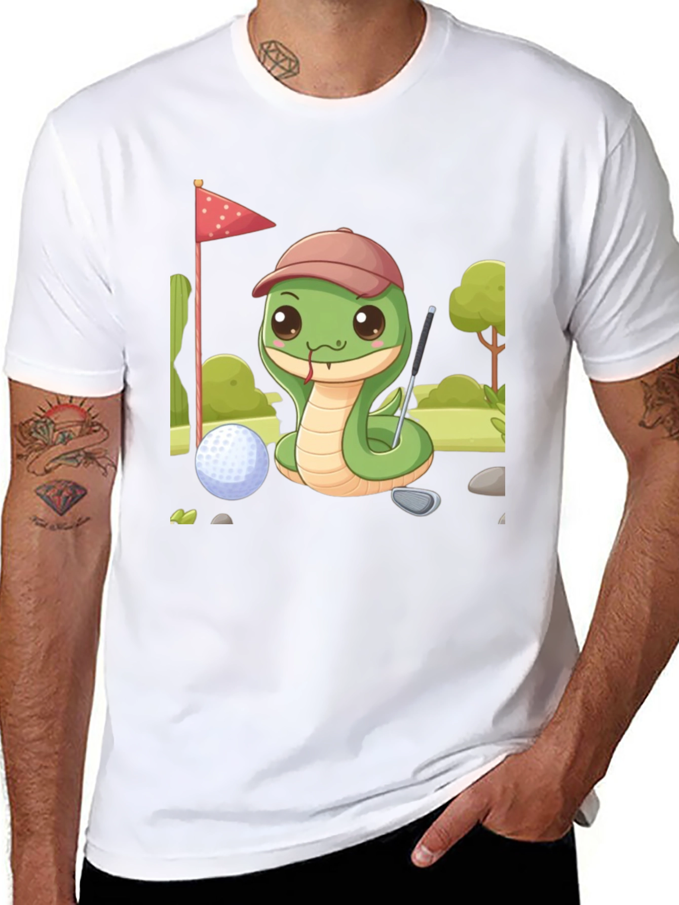 Golf Snake Tee - Cute Cartoon Golfer T-Shirt