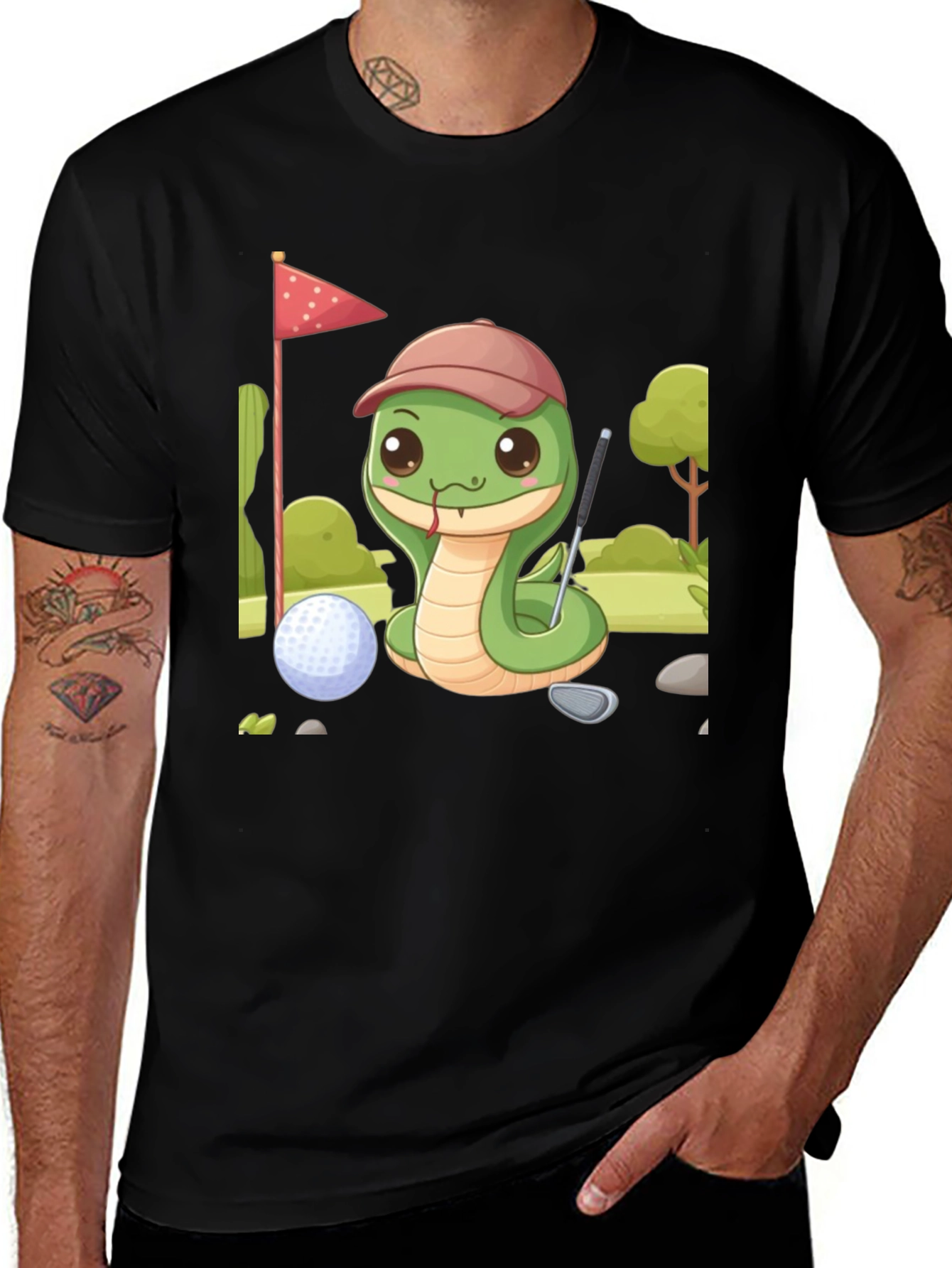 Golf Snake Tee - Cute Cartoon Golfer T-Shirt