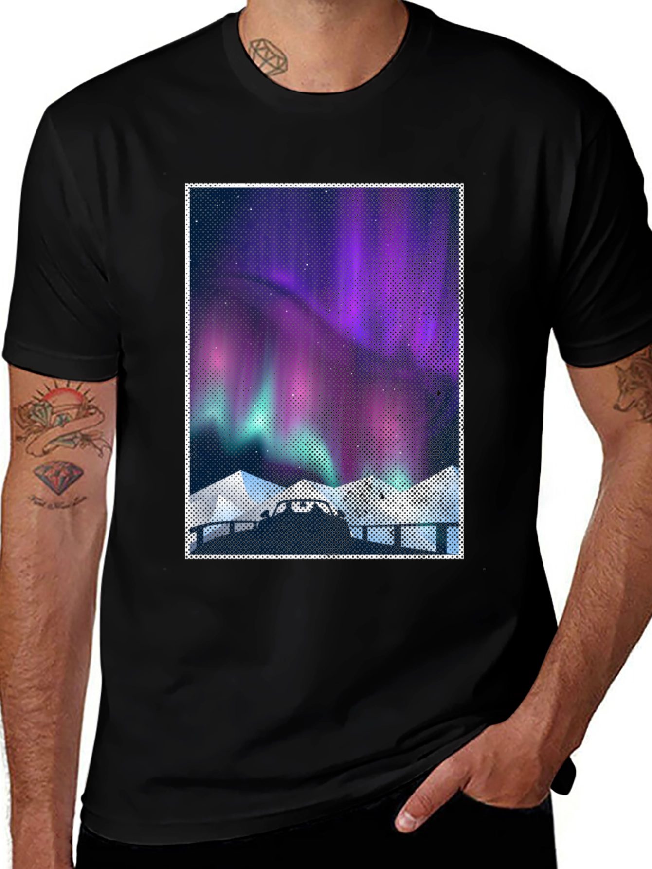 Northern Lights Graphic Tee - Mens Black T-Shirt