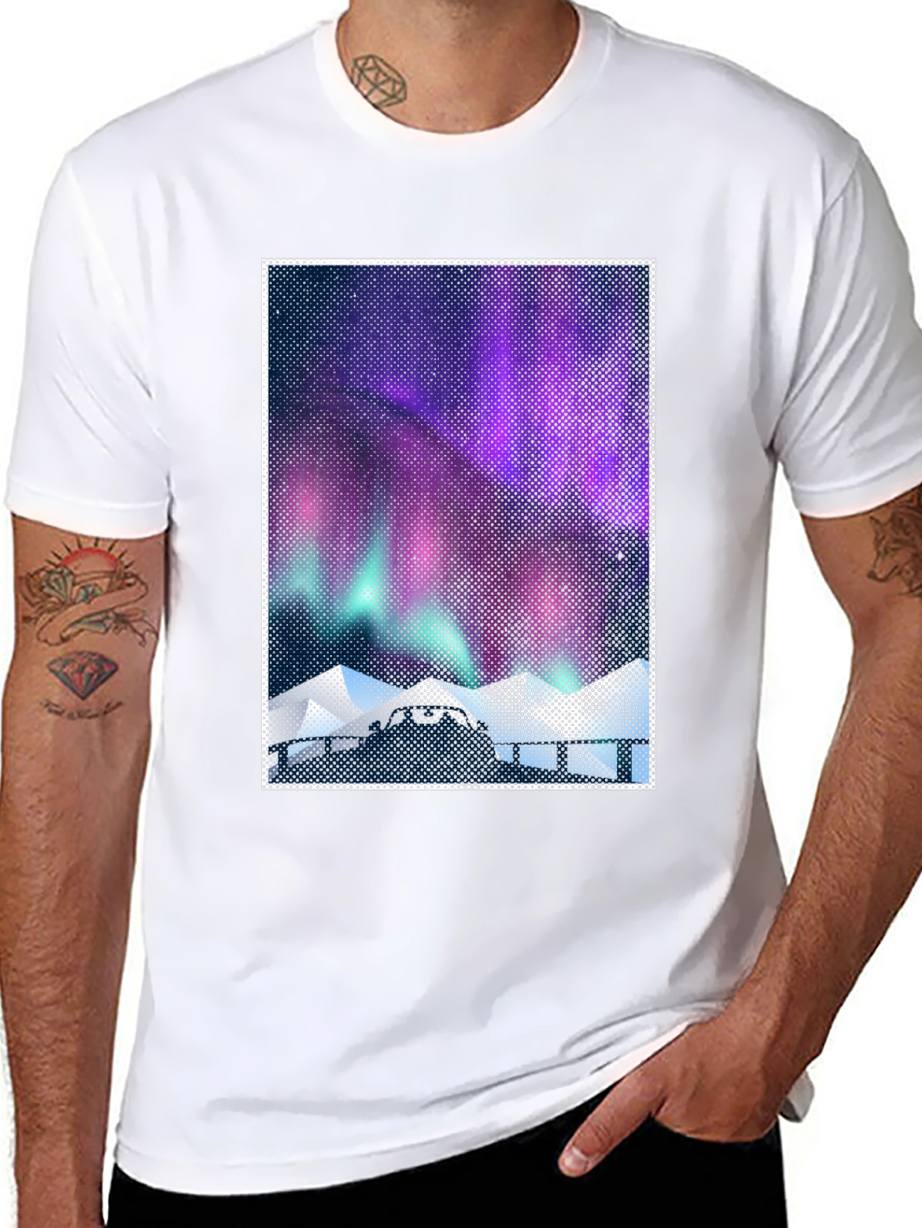 Northern Lights Graphic Tee - Mens Black T-Shirt