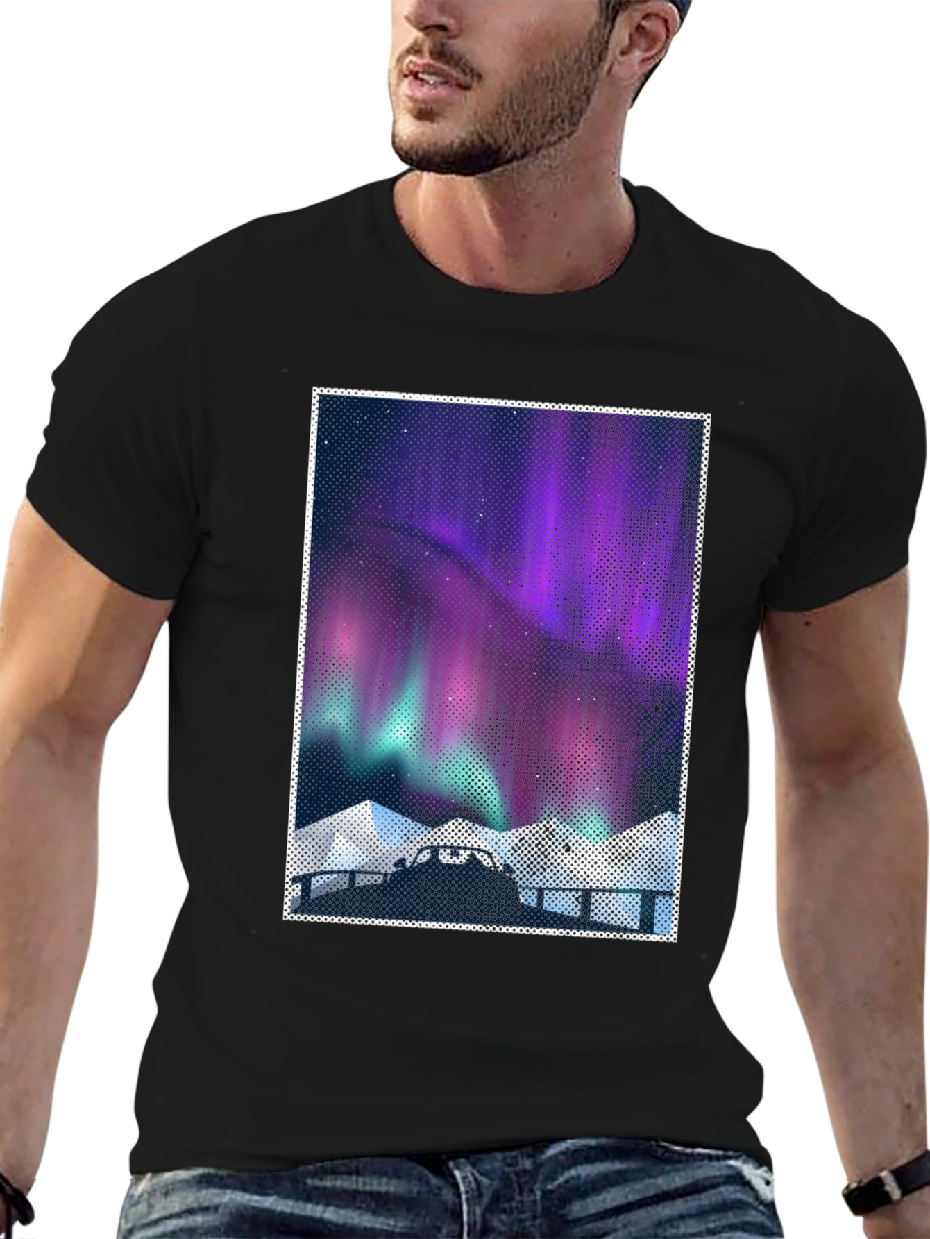 Northern Lights Graphic Tee - Mens Black T-Shirt
