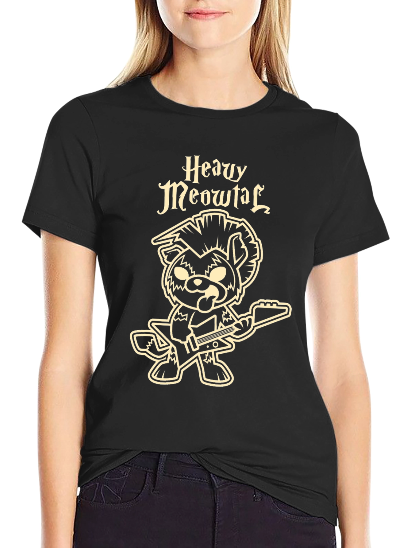 Heavy Meowtal T-Shirt - Rocker Cat Graphic Tee