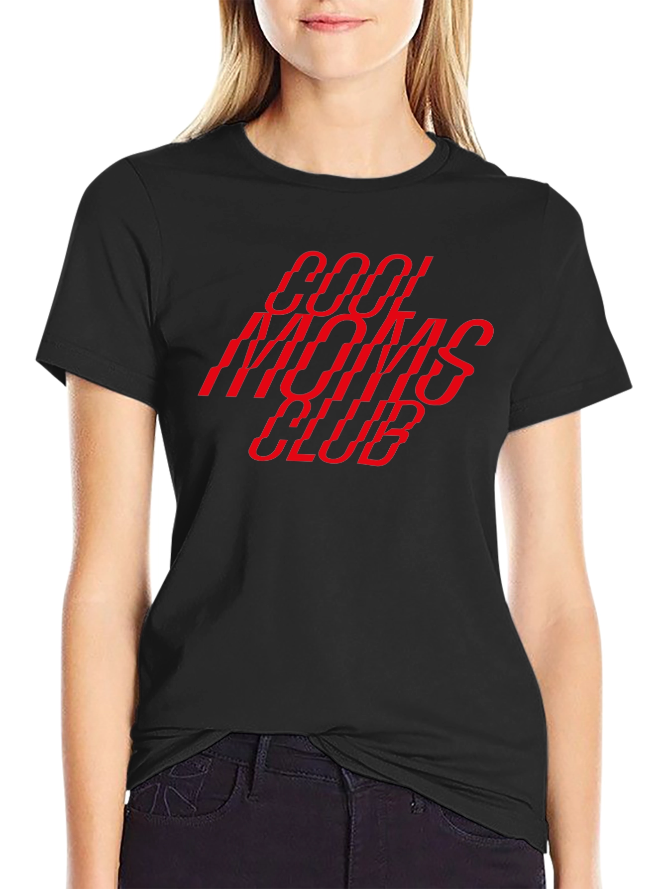 Cool Moms Club Graphic Tee - Trendy Black T-Shirt