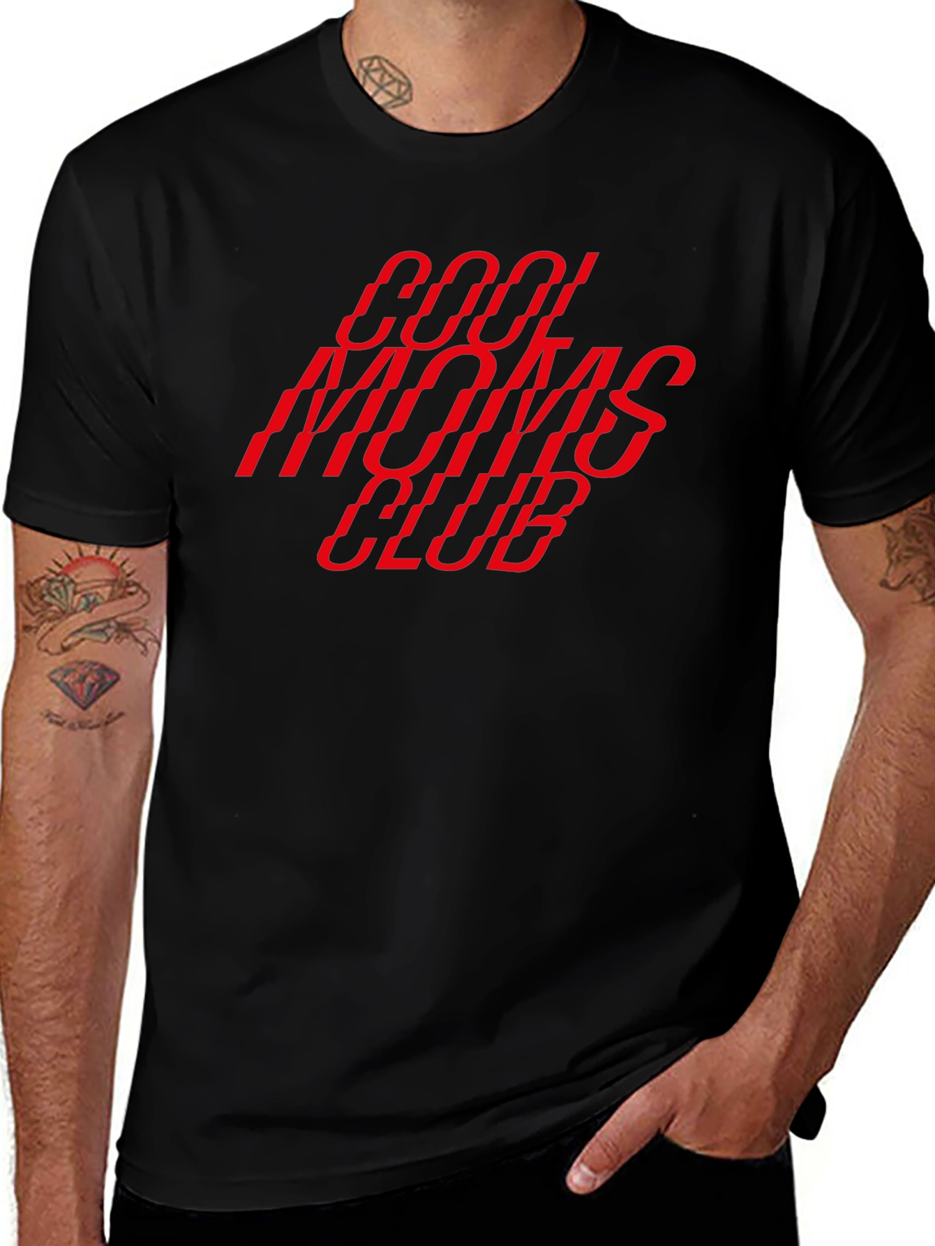 Cool Moms Club Graphic Tee - Trendy Black T-Shirt
