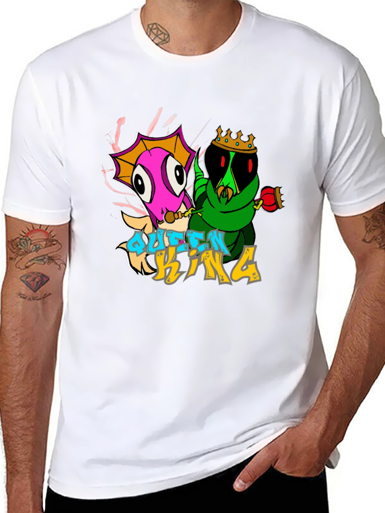 Queen and King Cartoon Graphic T-Shirt
