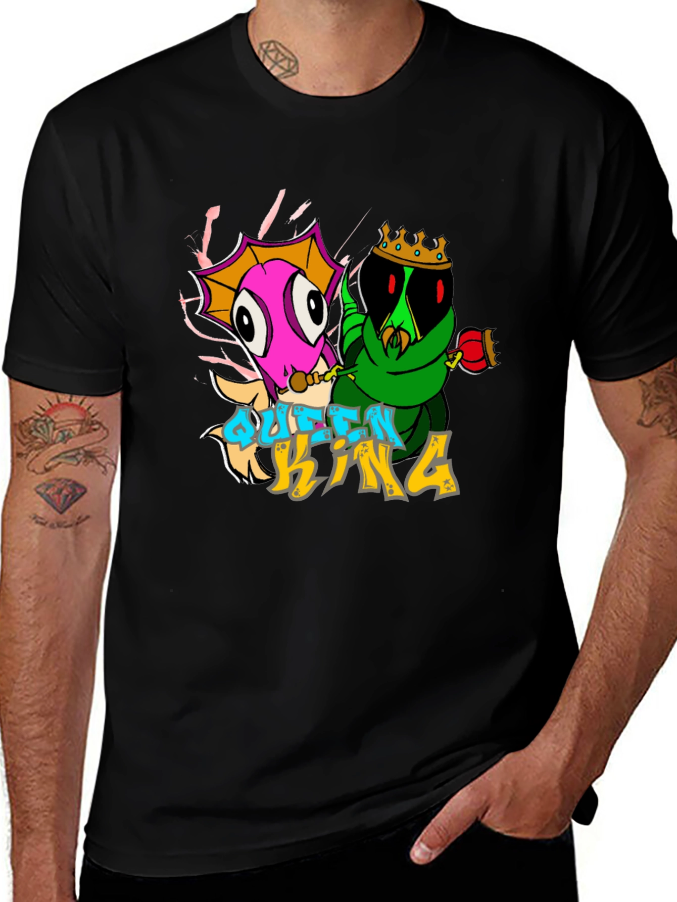 Queen and King Cartoon Graphic T-Shirt