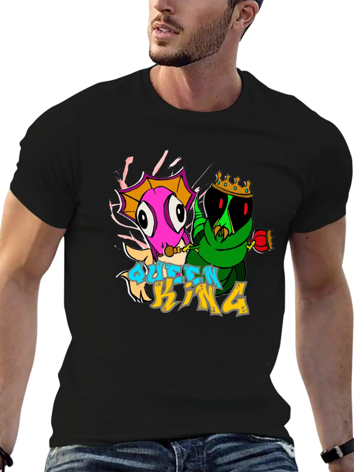 Queen and King Cartoon Graphic T-Shirt
