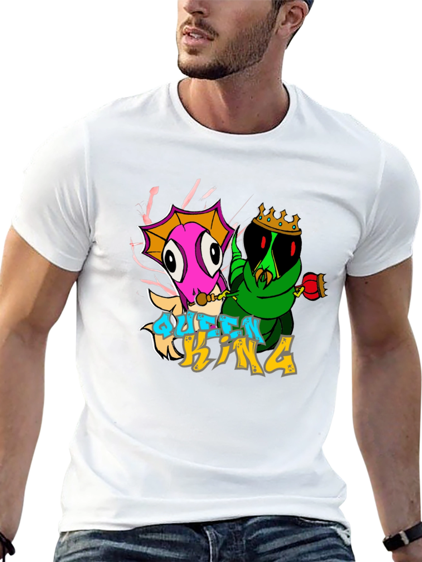 Queen and King Cartoon Graphic T-Shirt