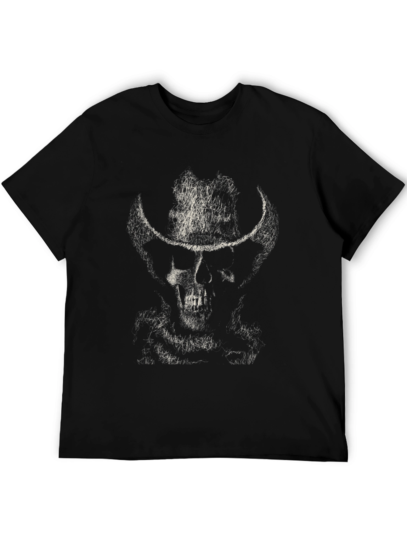Cowboy Skull Graphic T-Shirt - Mens Black Tee