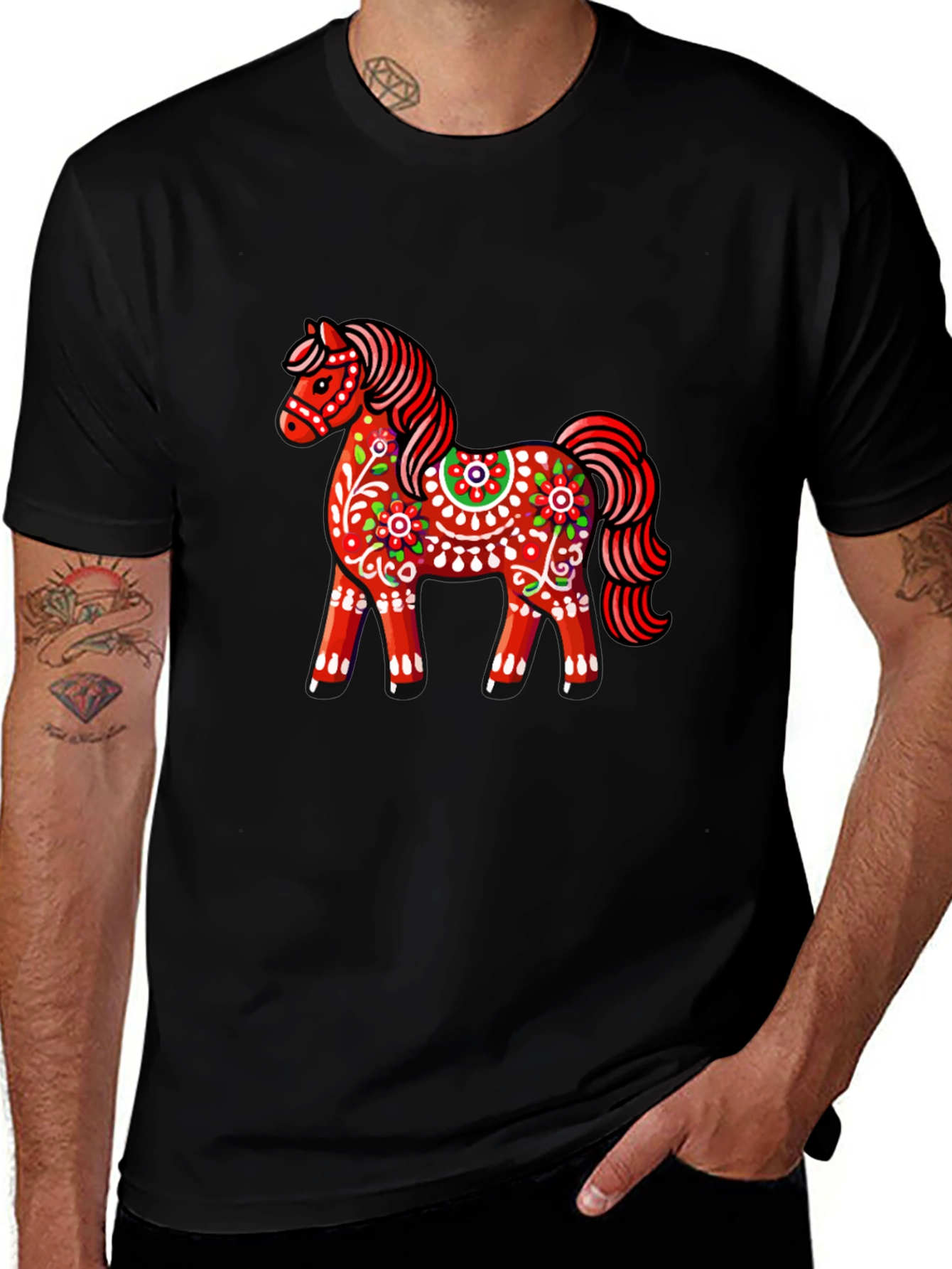 Dalecarlian Horse Graphic Tee - Black