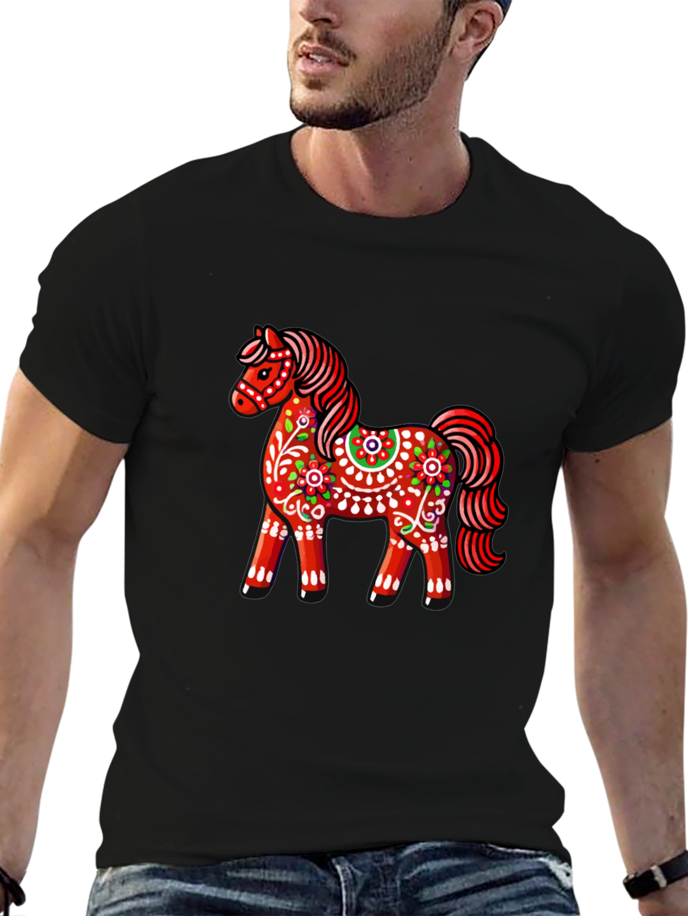 Dalecarlian Horse Graphic Tee - Black