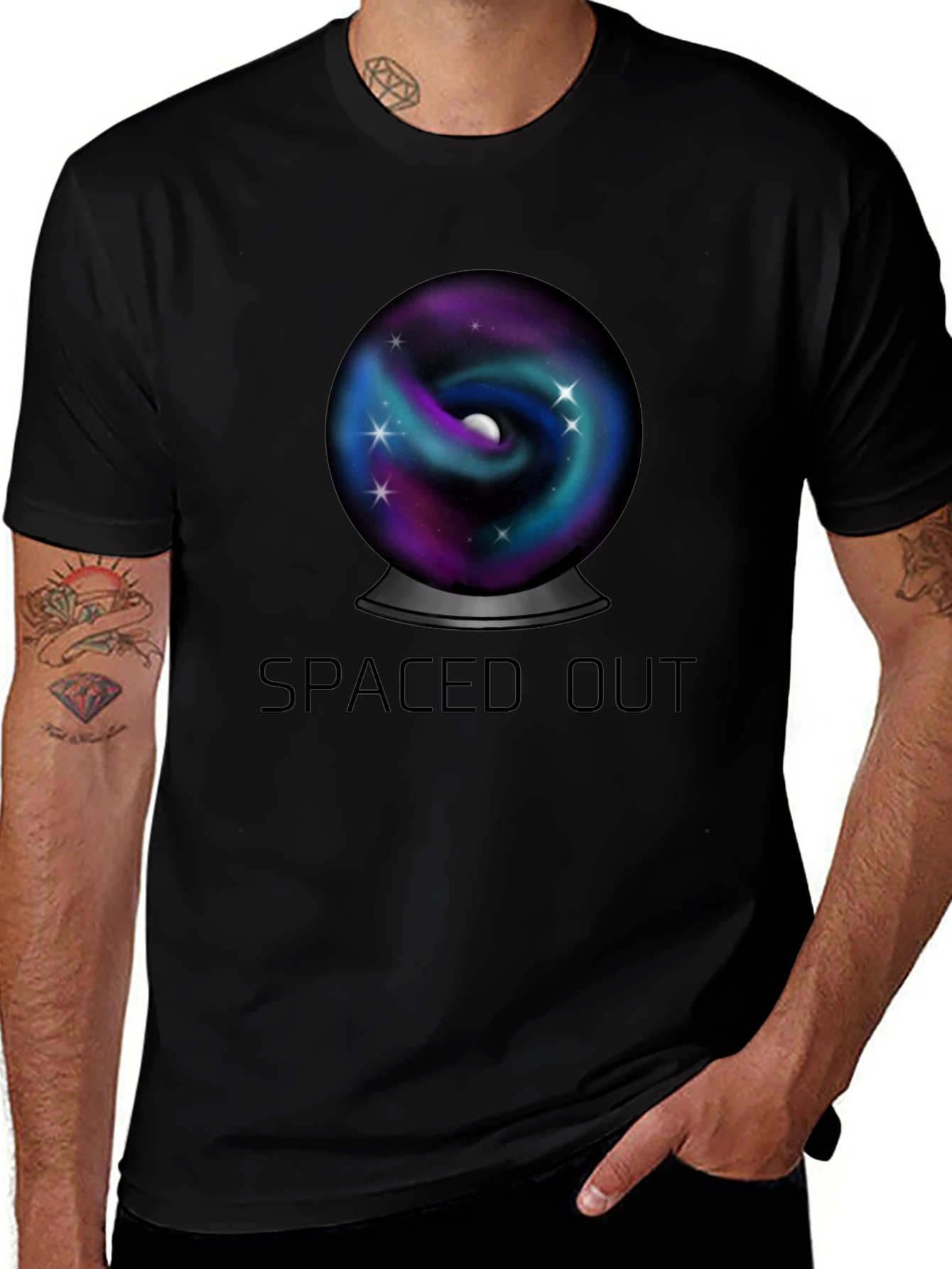 Spaced Out Universe Graphic Tee - Black