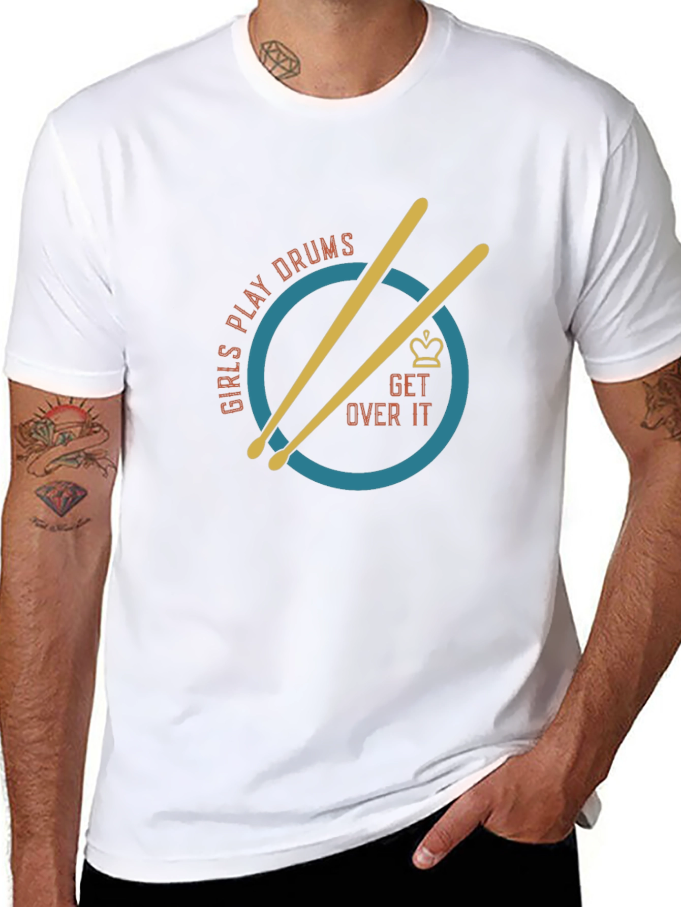 Girls Play Drums T-Shirt - Get Over It Tee