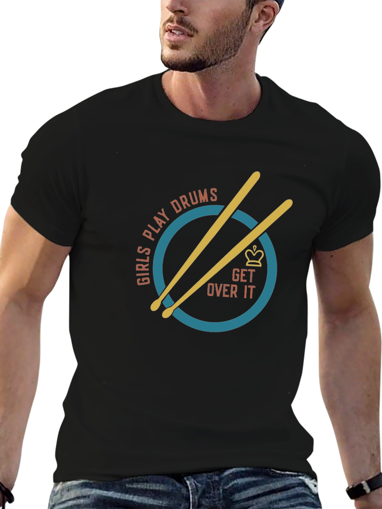 Girls Play Drums T-Shirt - Get Over It Tee