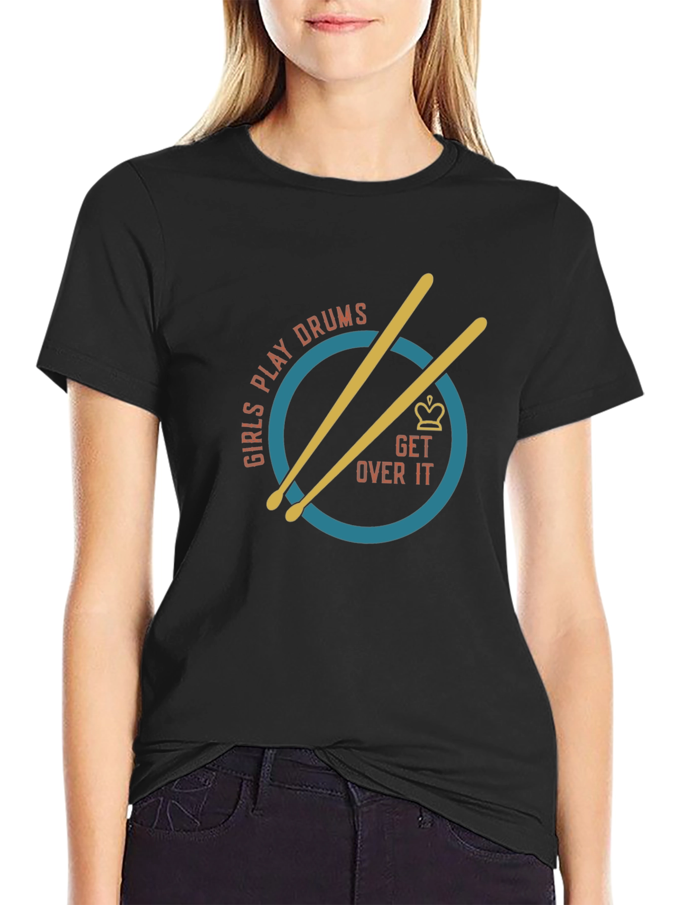 Girls Play Drums T-Shirt - Get Over It Tee