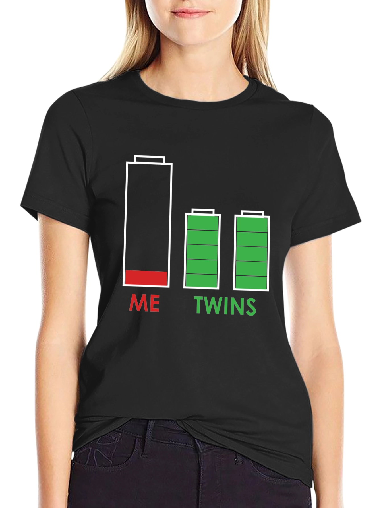 Dad Life Twins Low Battery T-Shirt