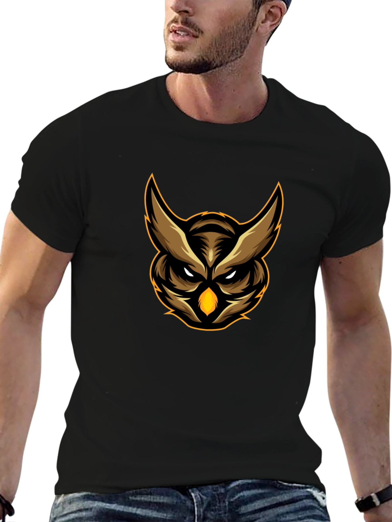 Owl Graphic Tee - Black Cotton Comfort