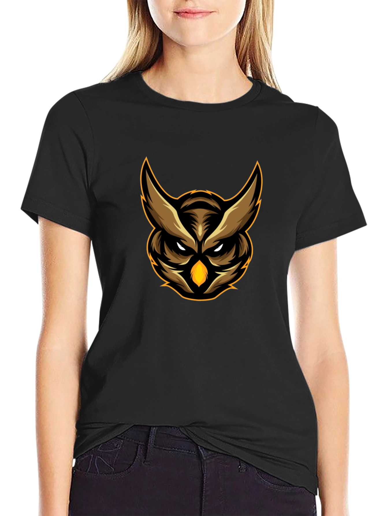 Owl Graphic Tee - Black Cotton Comfort