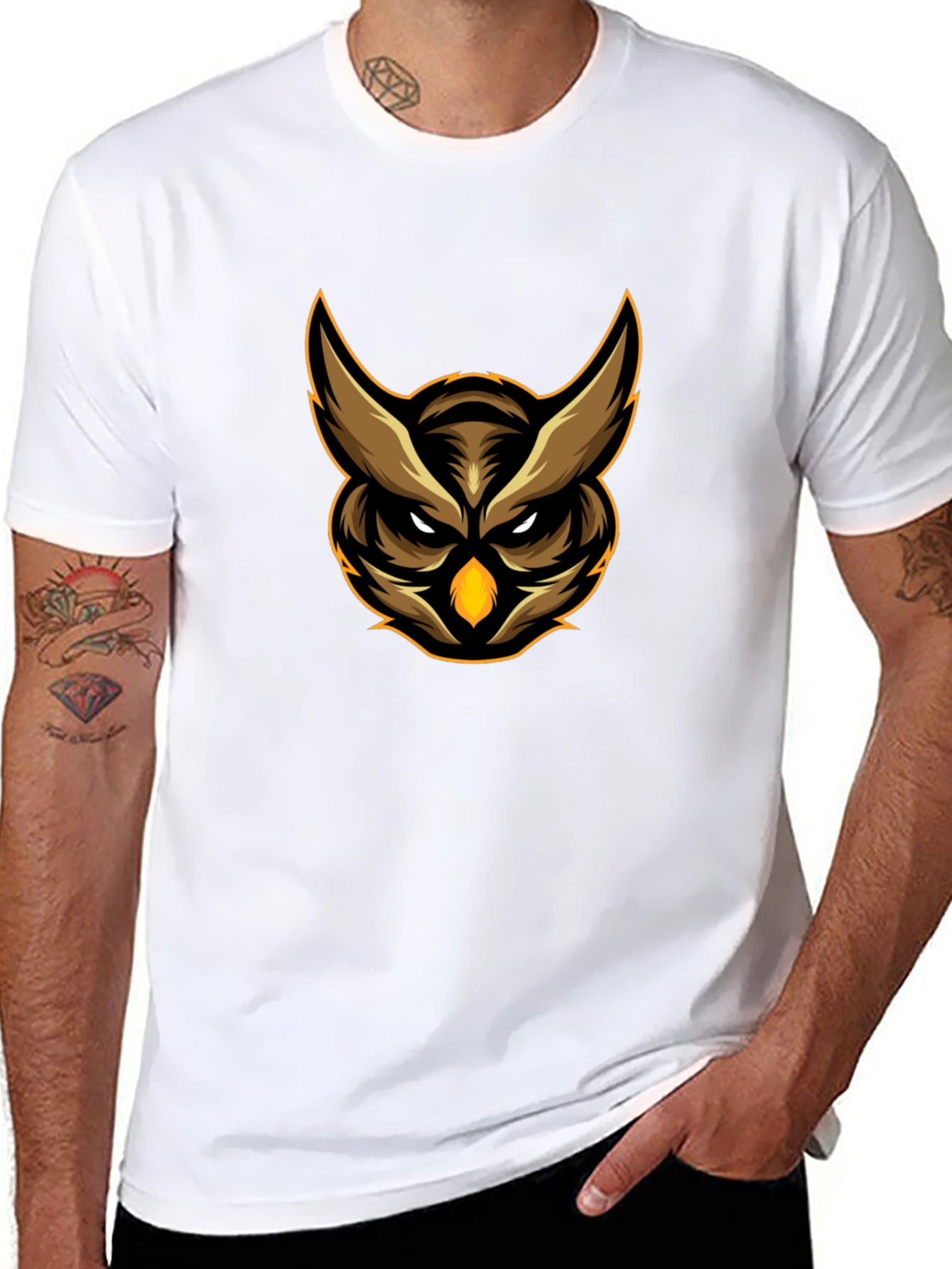 Owl Graphic Tee - Black Cotton Comfort