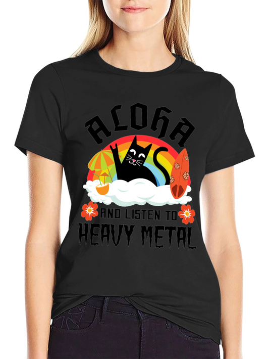 Aloha Heavy Metal Black Cat Graphic Tee