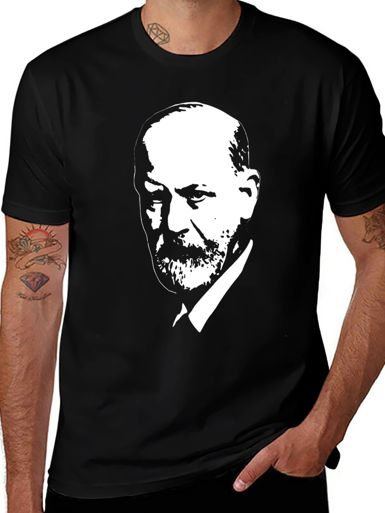 Freud Portrait Graphic Tee - Black Cotton T-Shirt