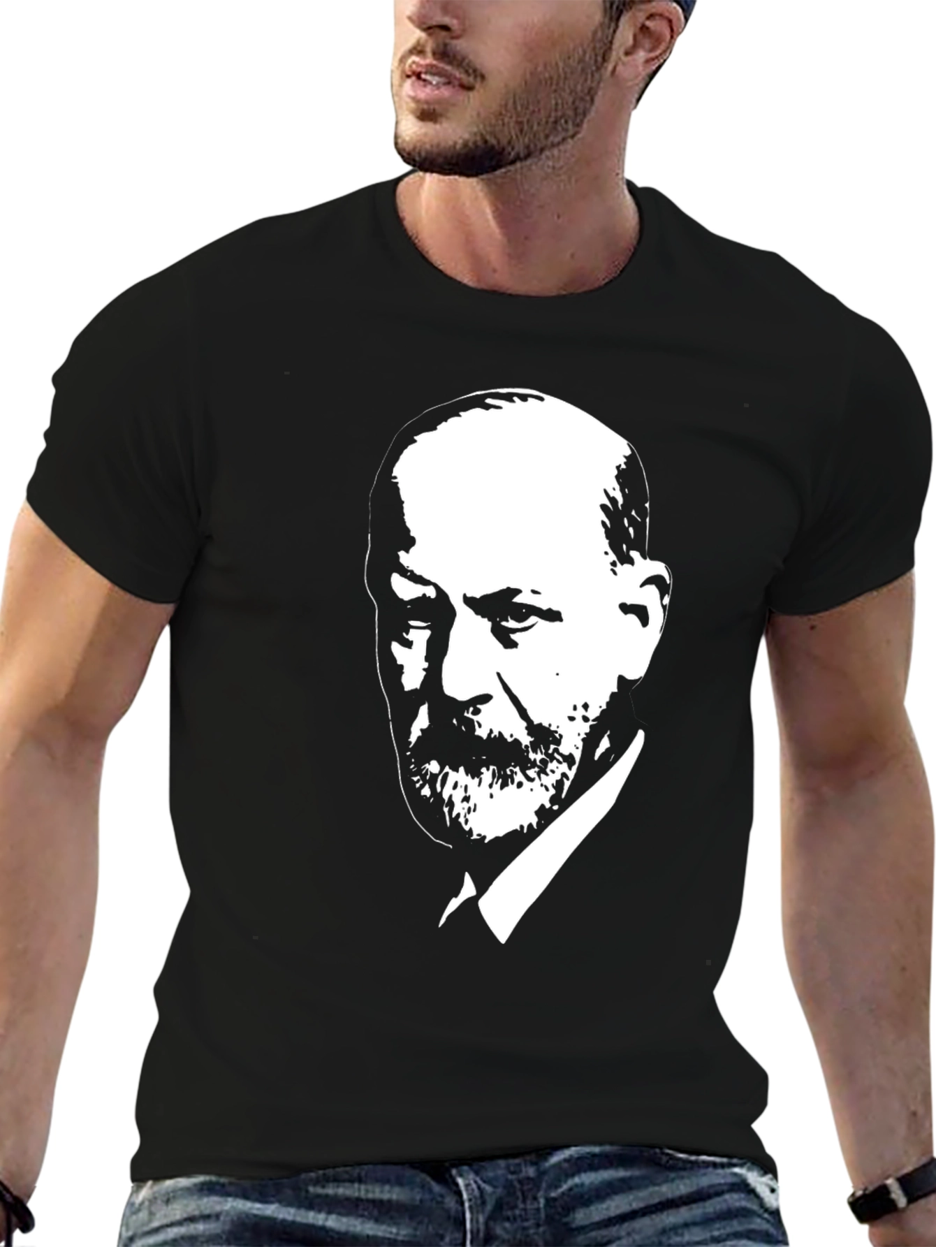 Freud Portrait Graphic Tee - Black Cotton T-Shirt