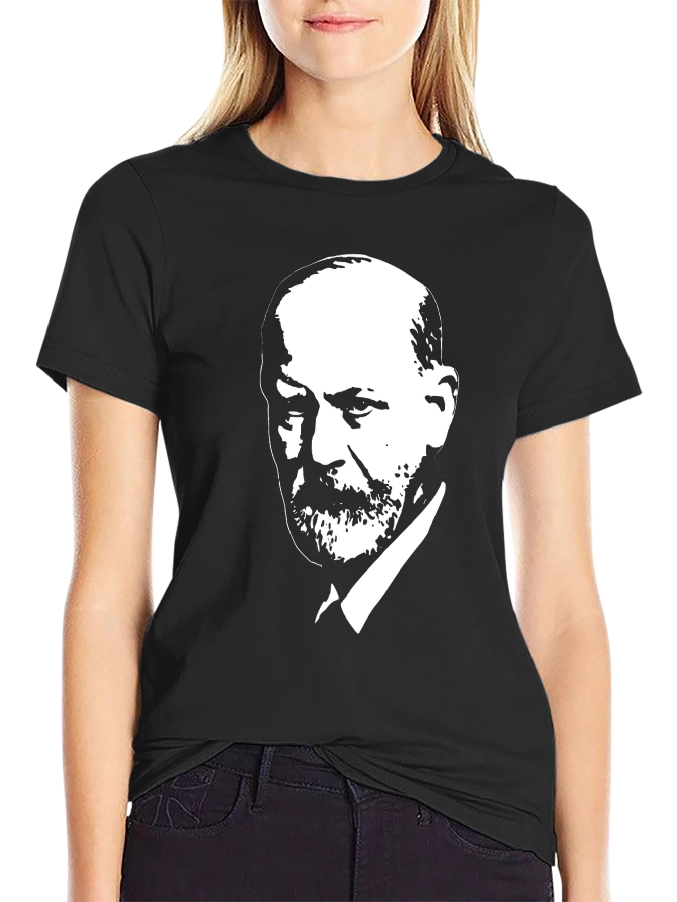 Freud Portrait Graphic Tee - Black Cotton T-Shirt