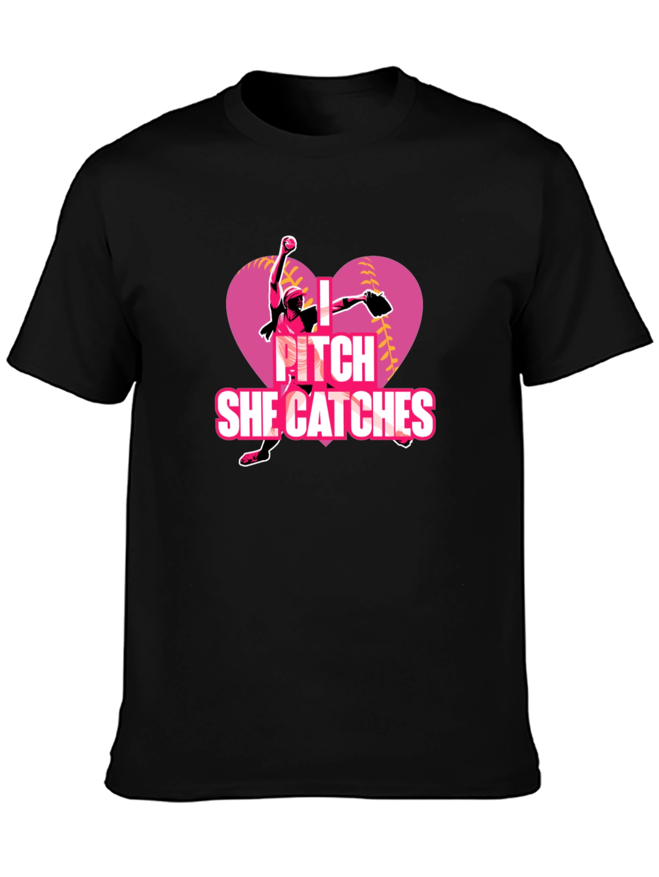 I Pitch She Catches Softball T-Shirt