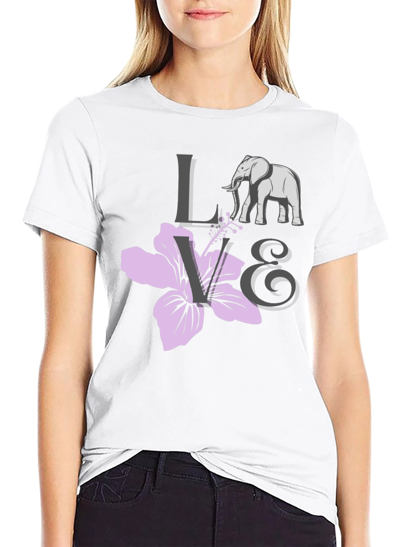 Love Elephants Black Graphic Tee