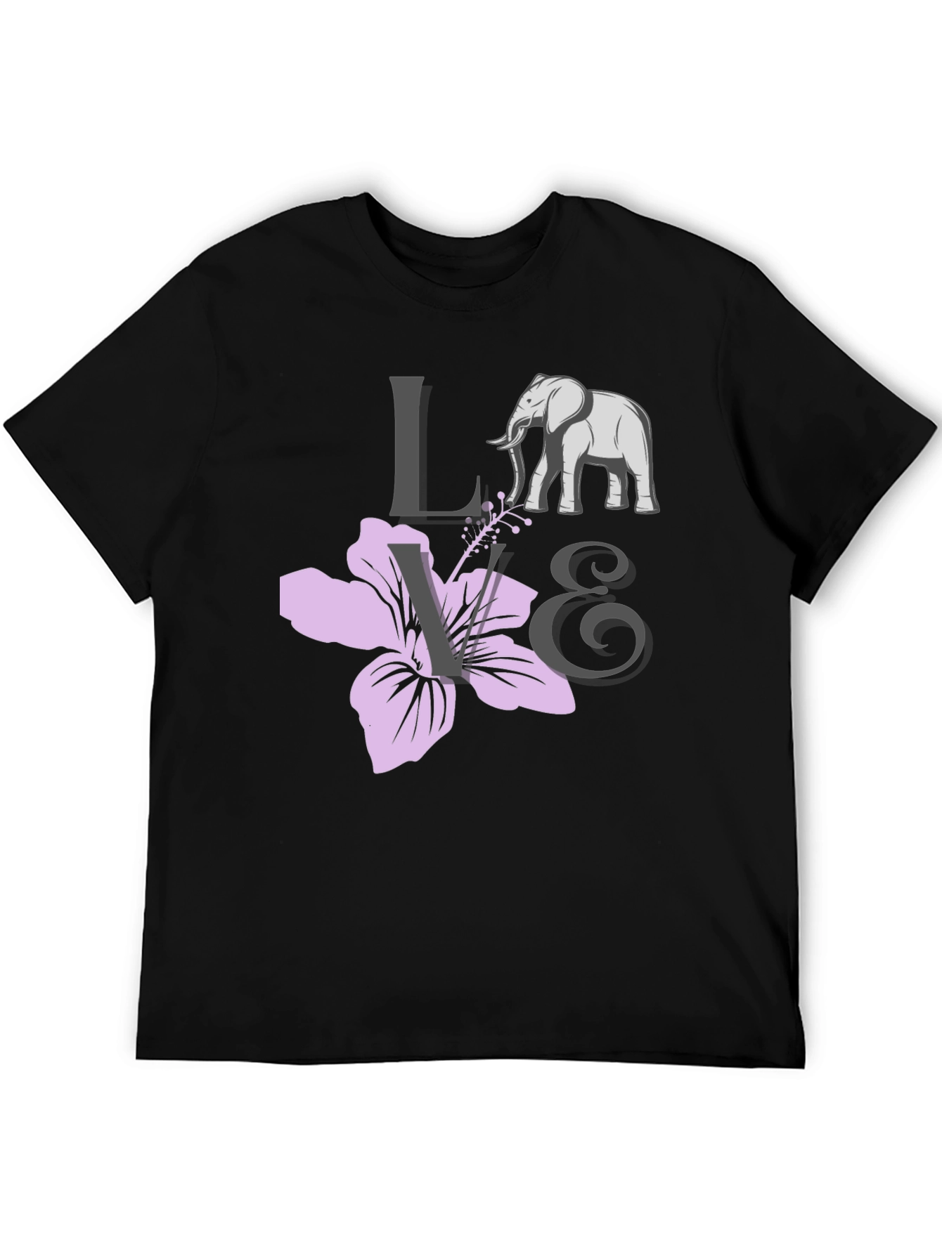 Love Elephants Black Graphic Tee
