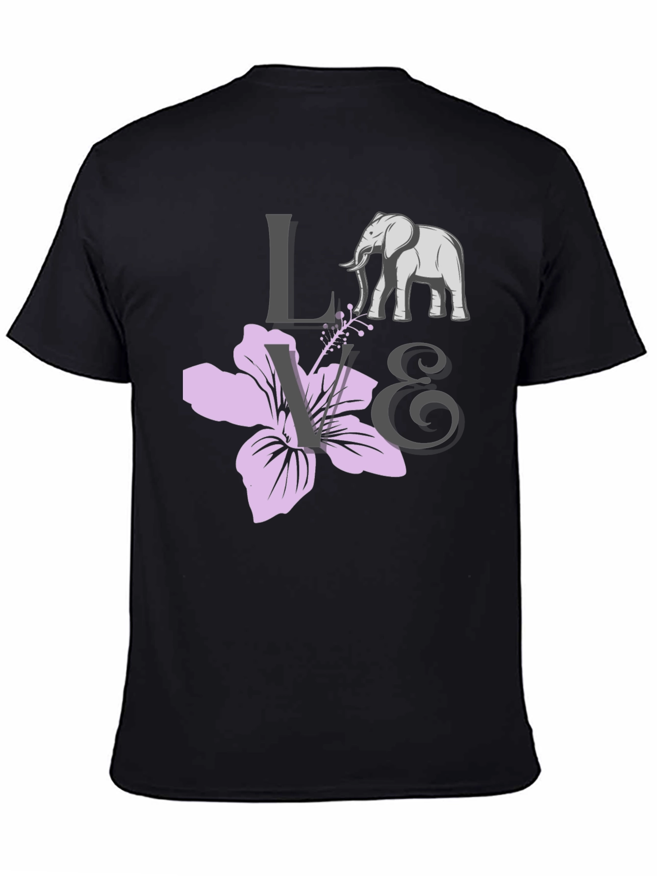 Love Elephants Black Graphic Tee
