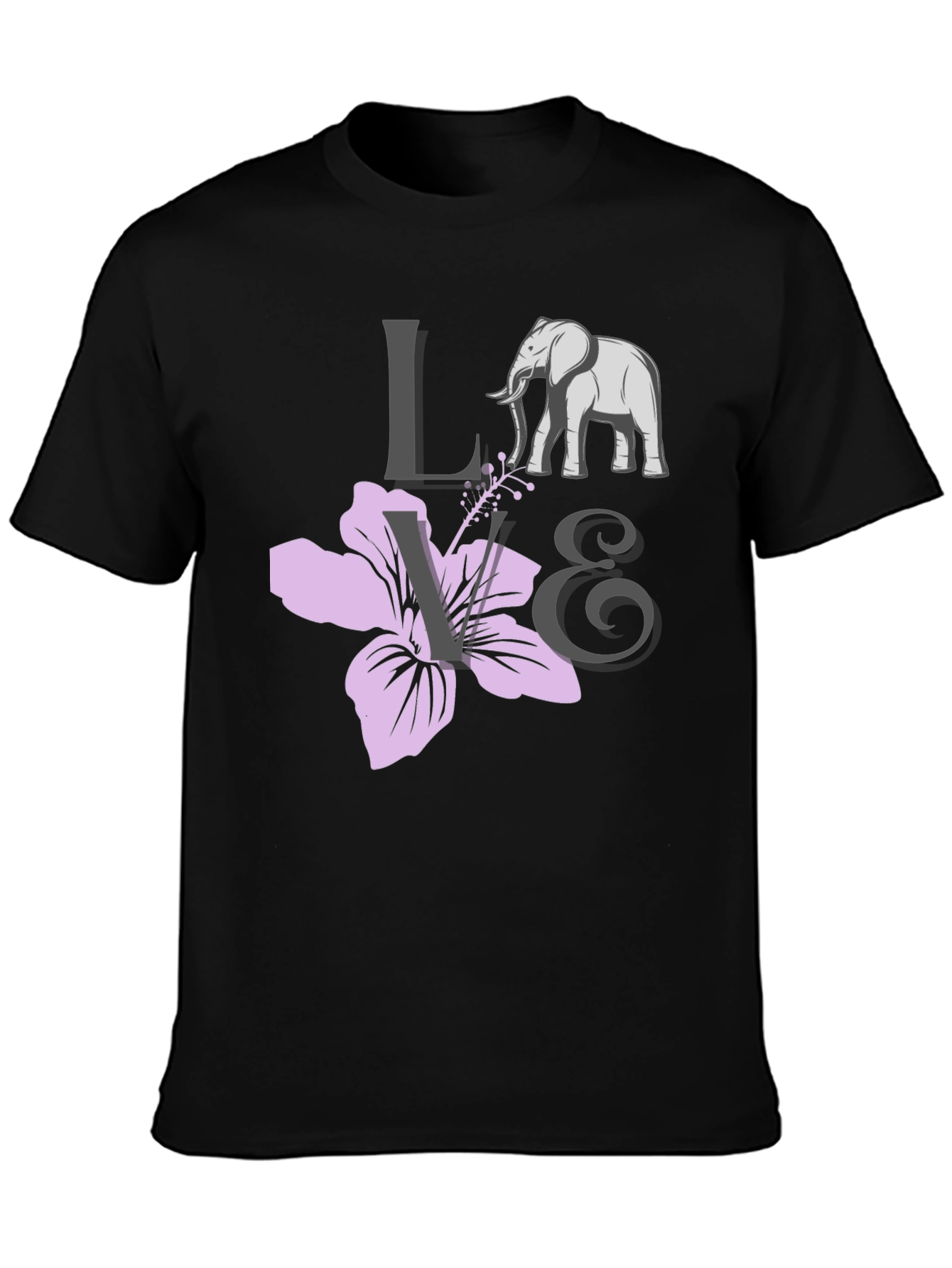 Love Elephants Black Graphic Tee