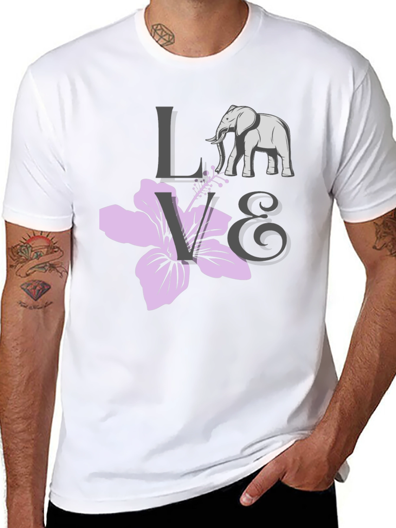 Love Elephants Black Graphic Tee