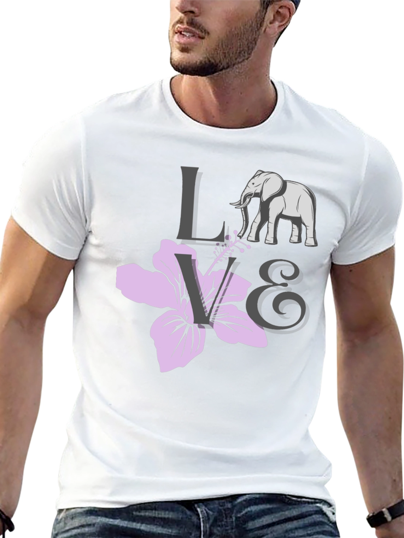 Love Elephants Black Graphic Tee