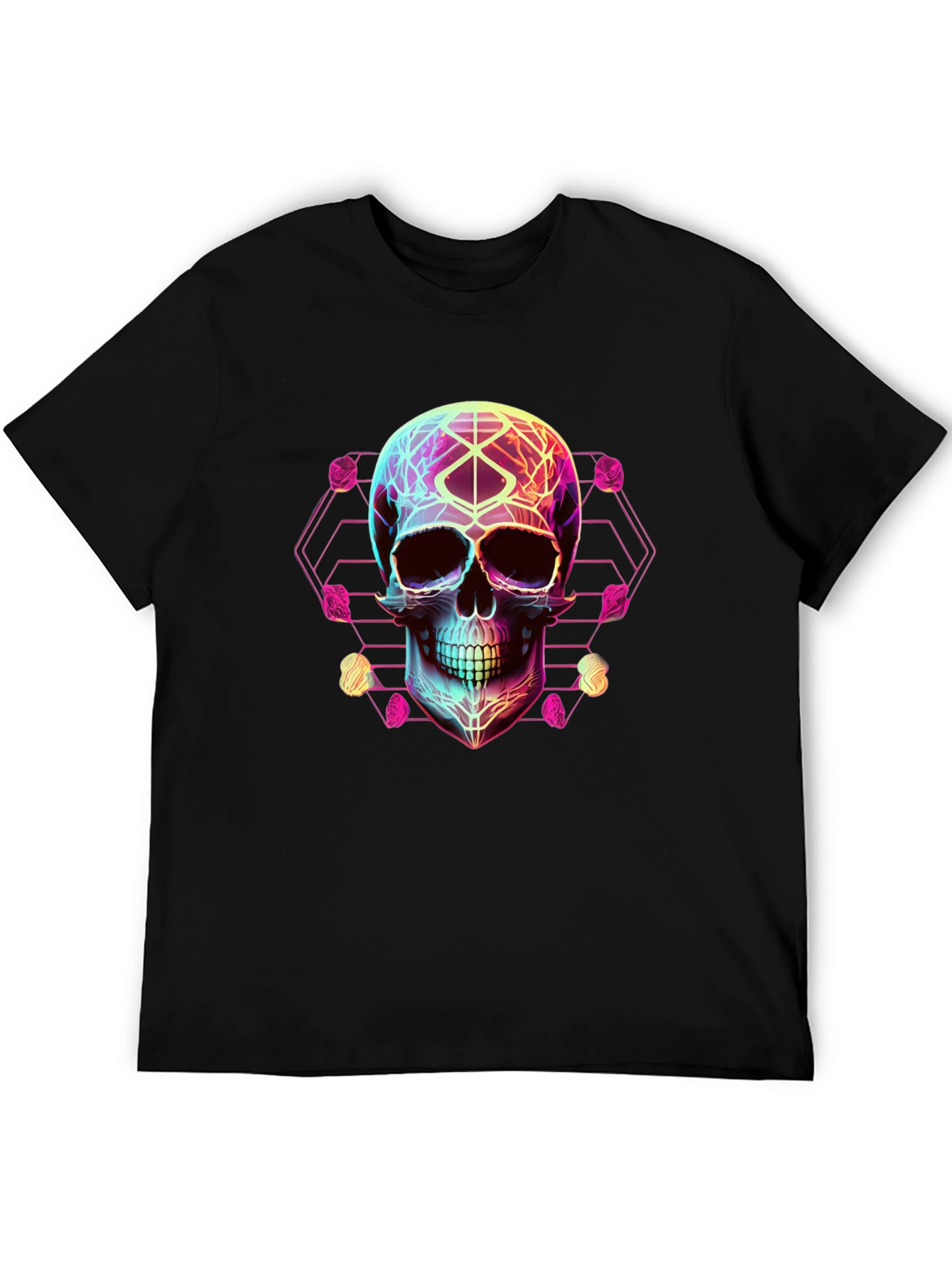 Neon Skull Graphic Tee - Black