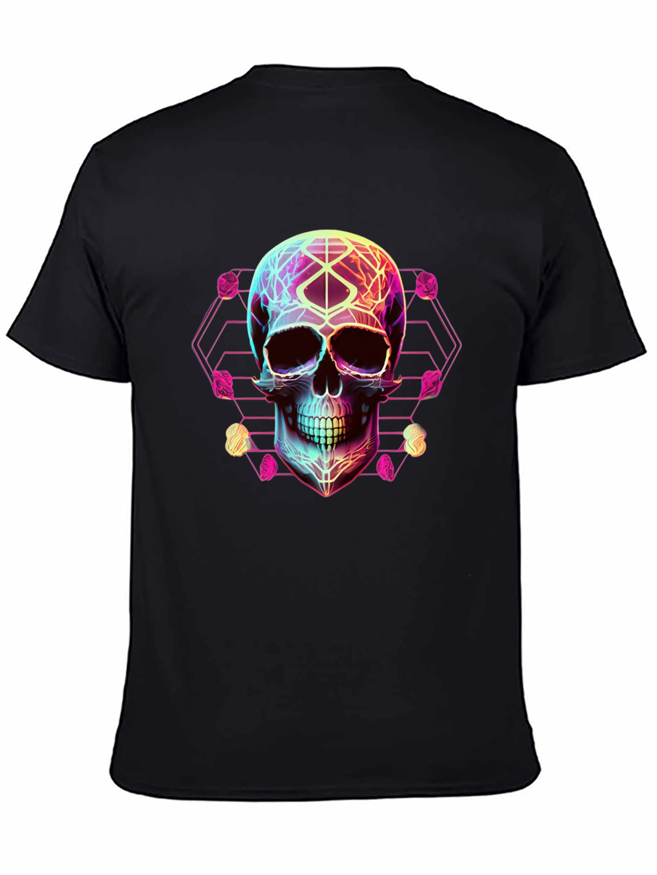 Neon Skull Graphic Tee - Black
