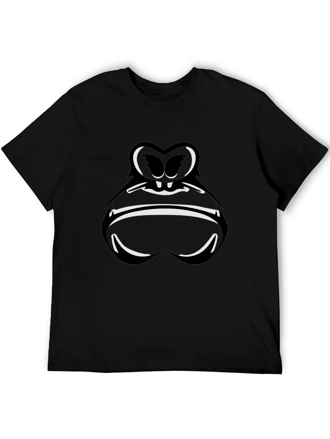 Cartoon Gorilla Face Graphic Tee - Black