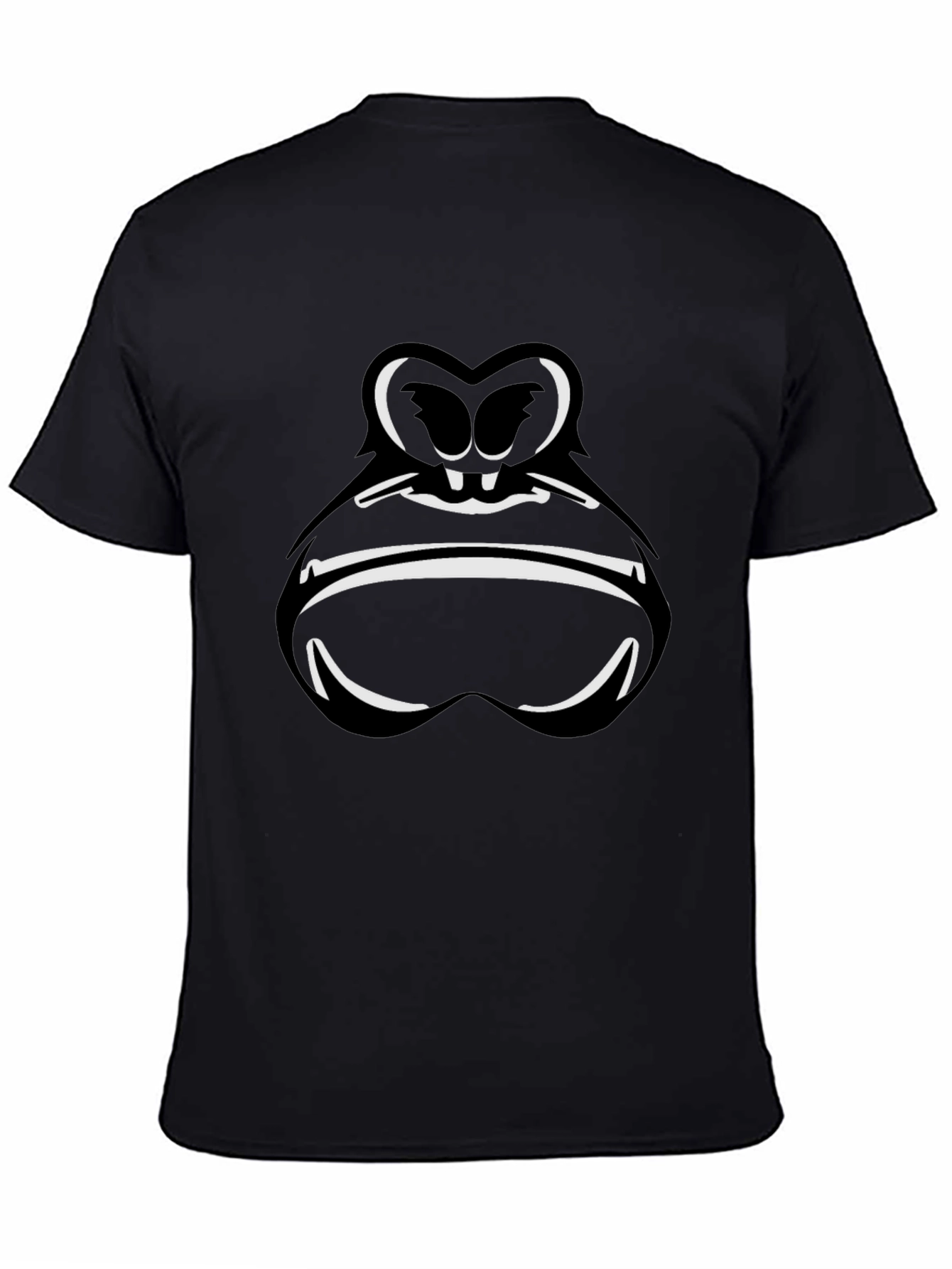 Cartoon Gorilla Face Graphic Tee - Black