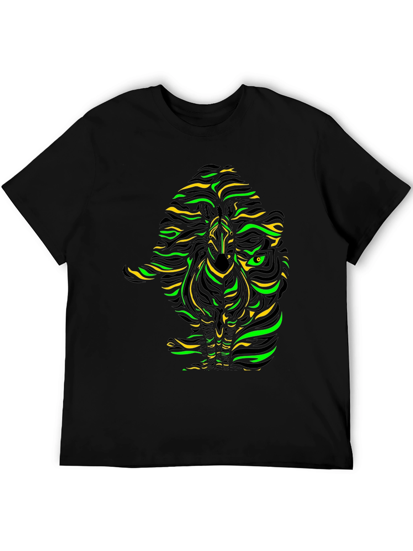 Vibrant Zebra Graphic Tee - Mens Black T-Shirt