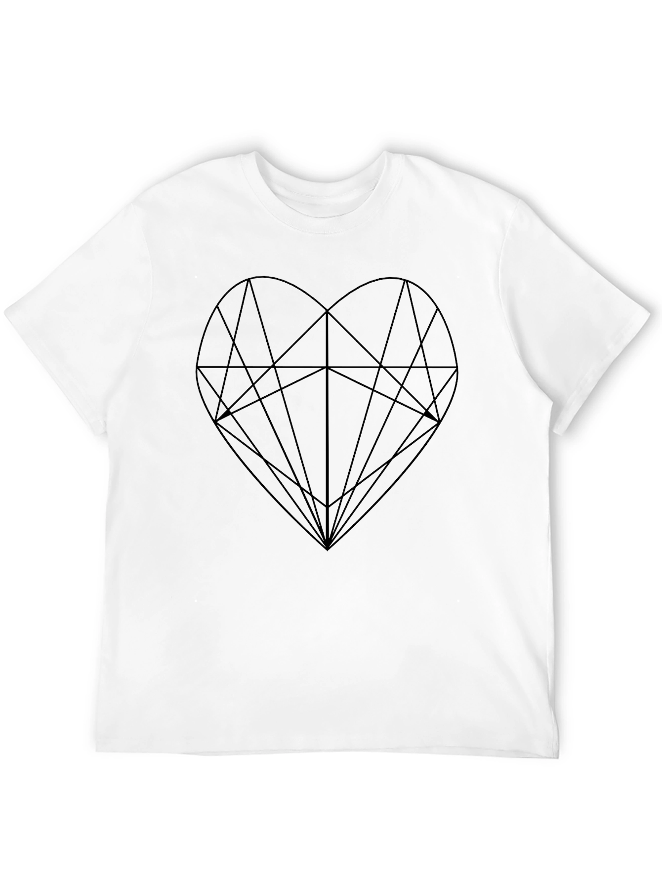 Geometric Heart Graphic Print Black T-Shirt