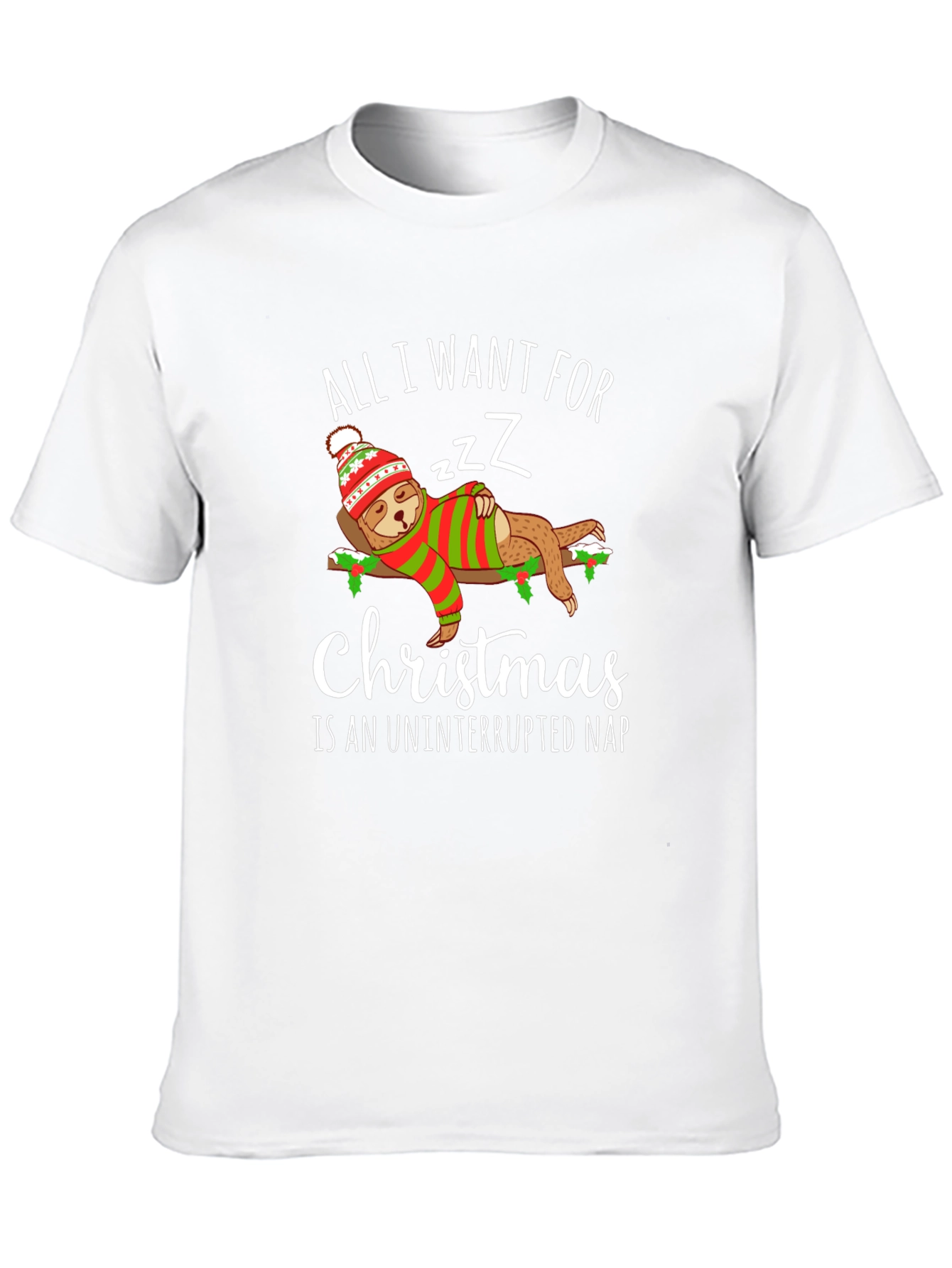 Christmas Sloth Nap T-Shirt - Holiday Sleepy Tee