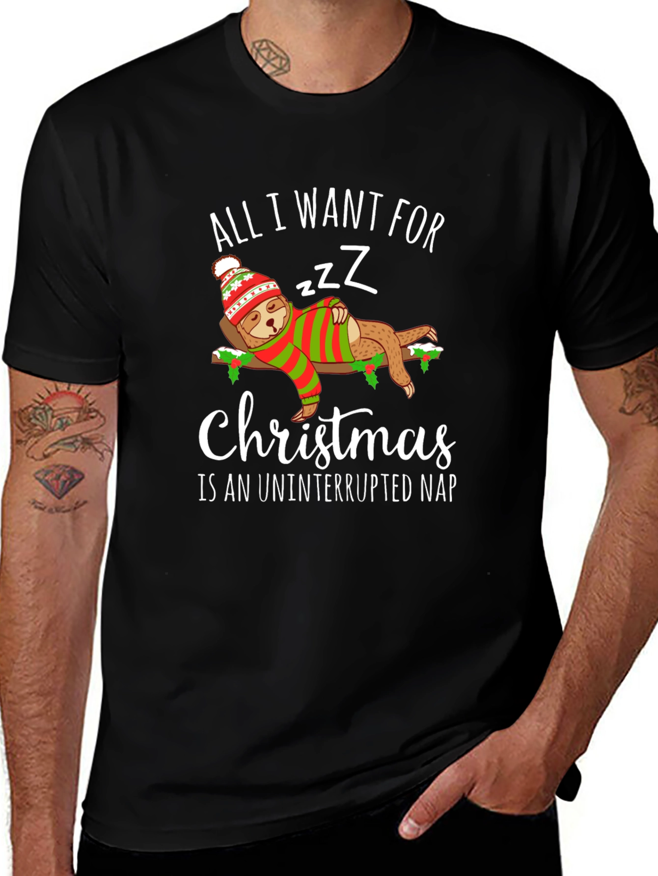 Christmas Sloth Nap T-Shirt - Holiday Sleepy Tee