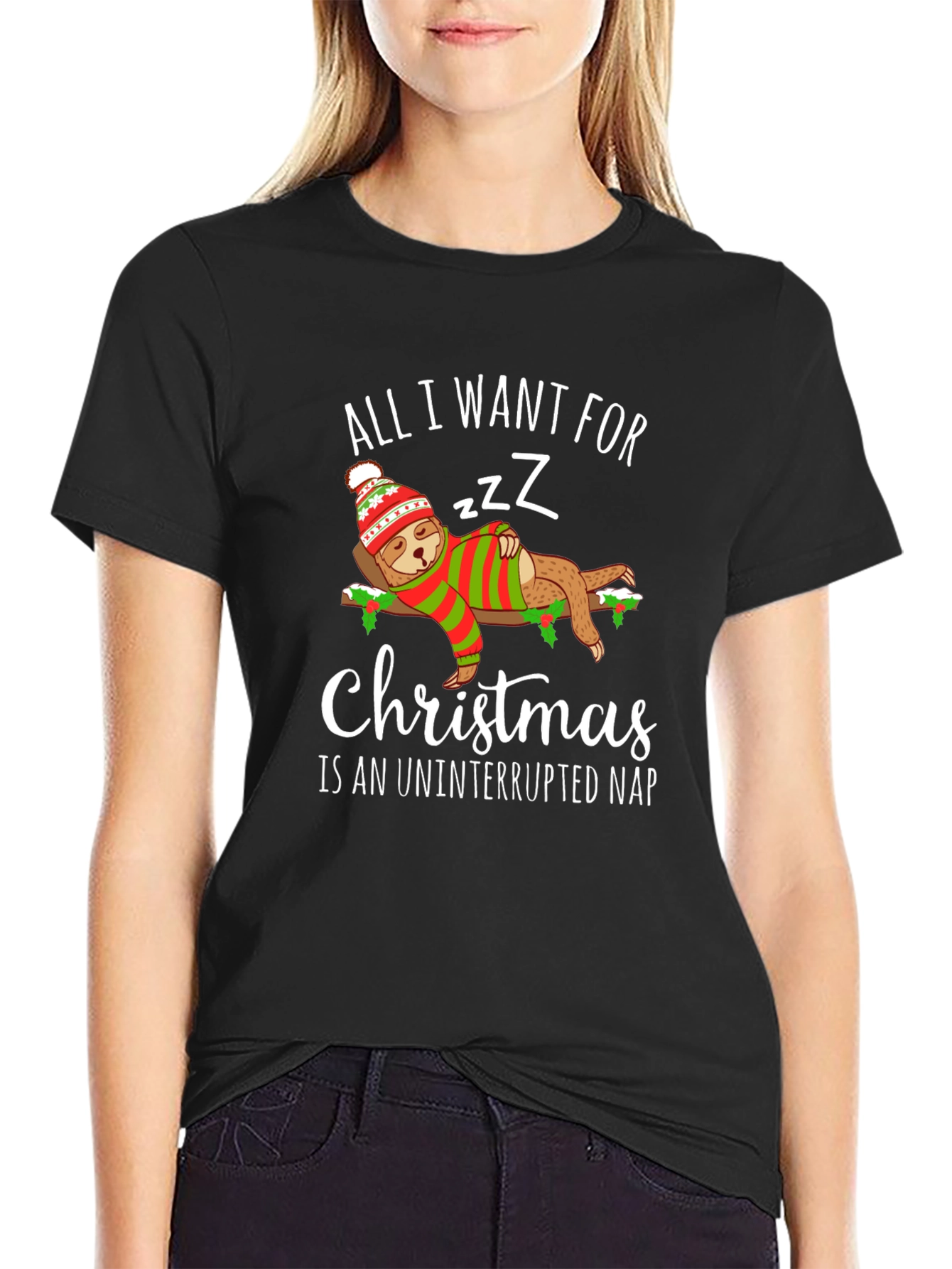 Christmas Sloth Nap T-Shirt - Holiday Sleepy Tee