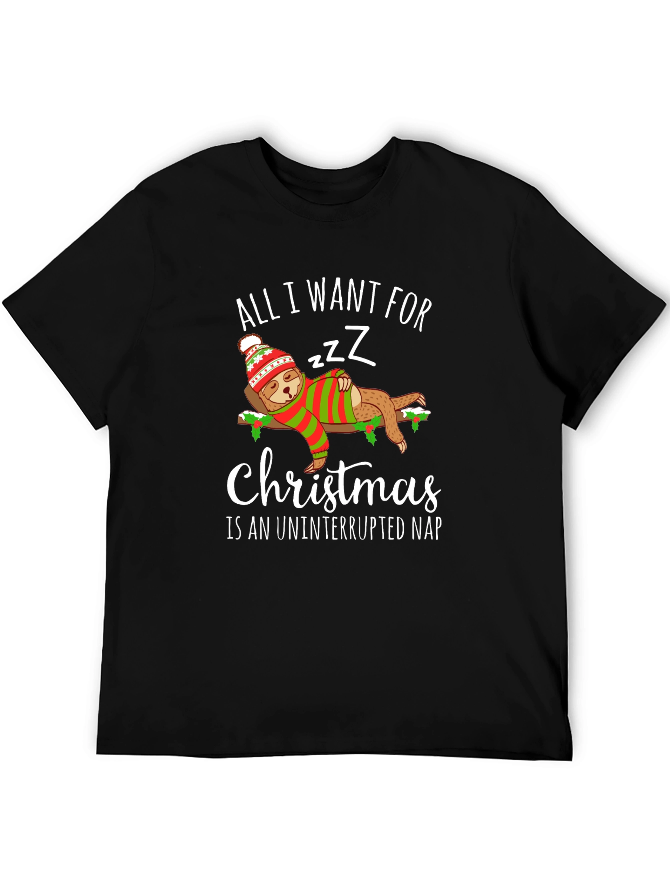 Christmas Sloth Nap T-Shirt - Holiday Sleepy Tee