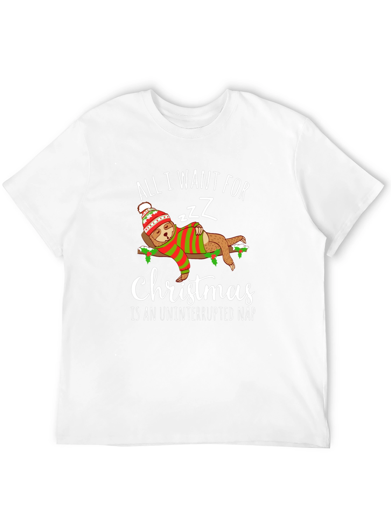Christmas Sloth Nap T-Shirt - Holiday Sleepy Tee