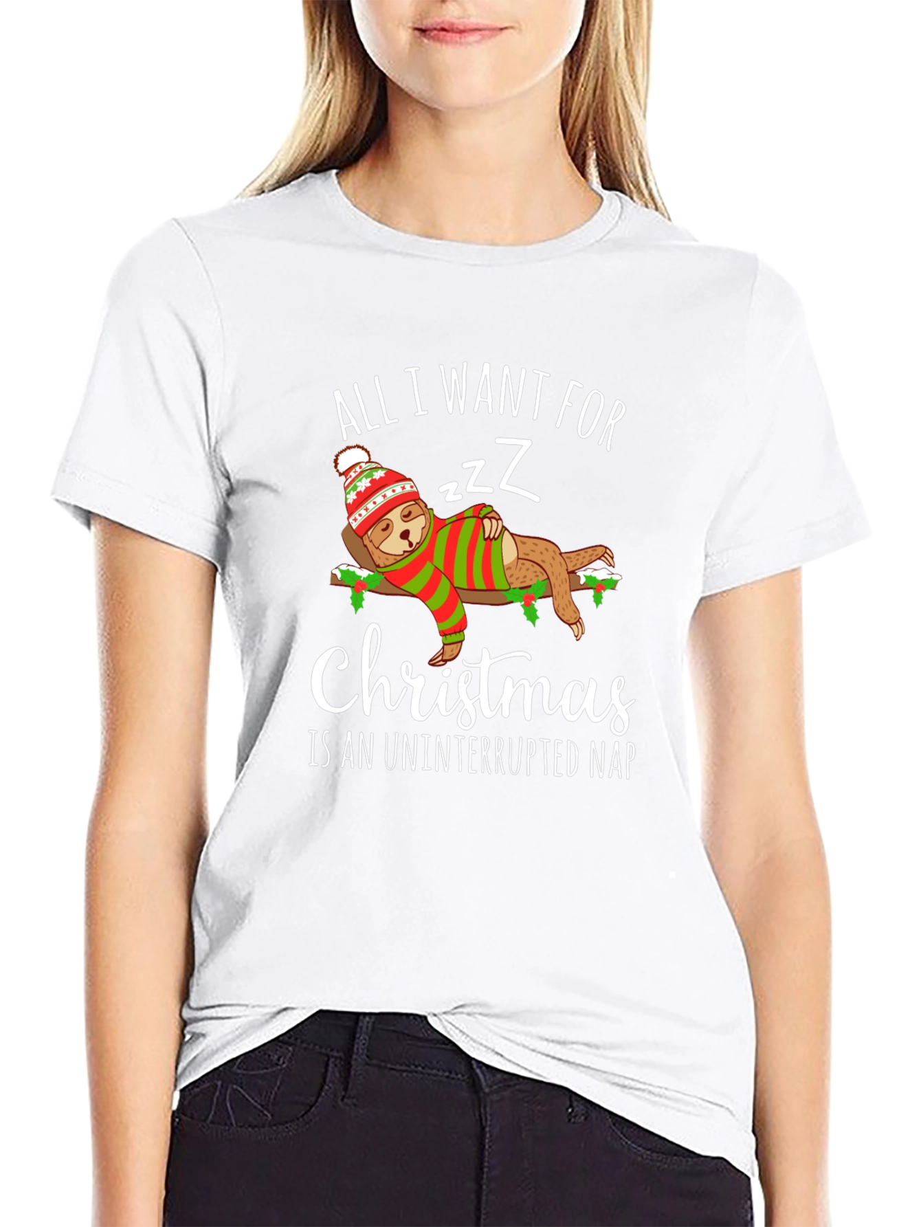 Christmas Sloth Nap T-Shirt - Holiday Sleepy Tee
