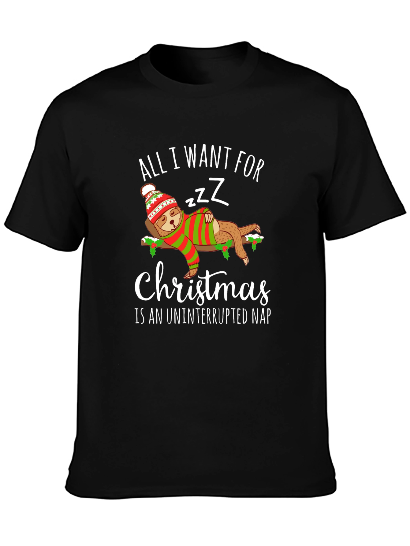 Christmas Sloth Nap T-Shirt - Holiday Sleepy Tee