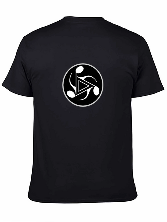 Black Tee with Abstract Symbol Circle Graphic