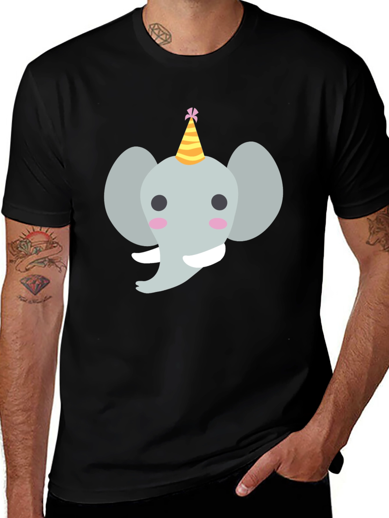 Cute Elephant Birthday T-Shirt - Black