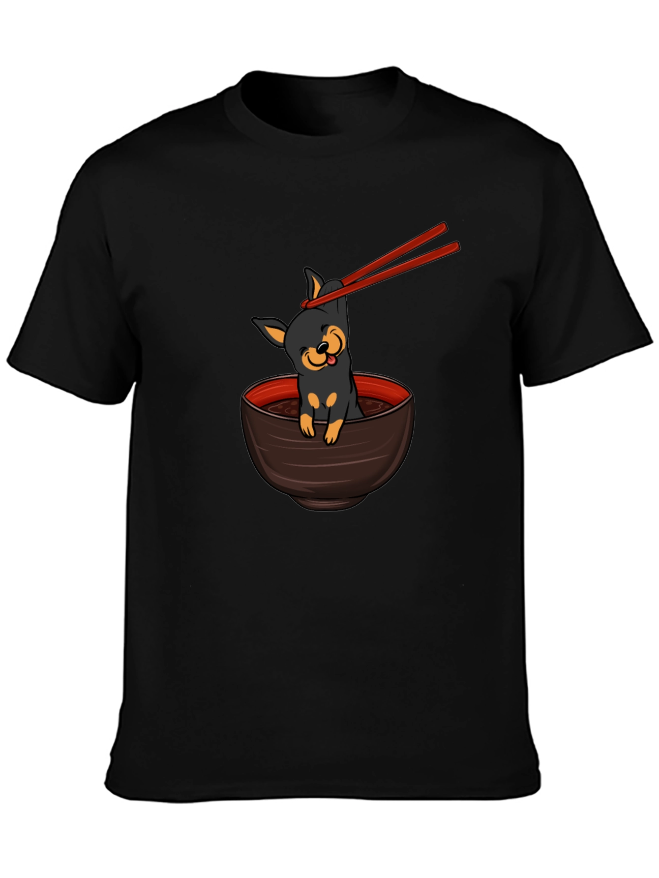 Cute Dog Ramen Bowl Graphic T-Shirt